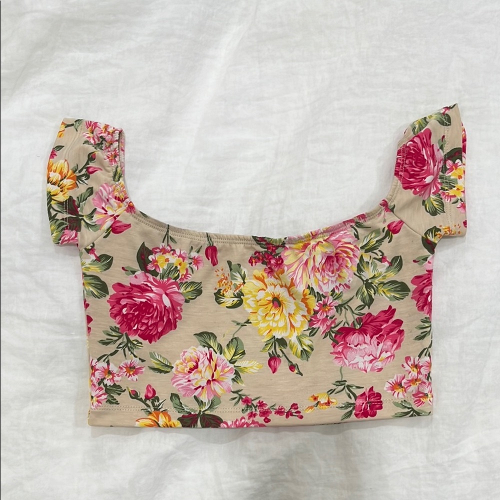 Tobi Floral Print Off-Shoulder Top